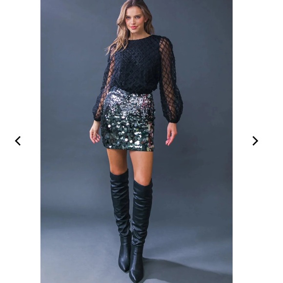 Flying Tomatoes Women’s Sequin Miniskirt Size Small – Party, Glitter, Metallic - Picture 3 of 6